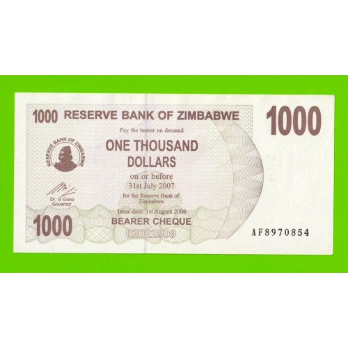 Зимбабве - 1000 долларов - 2006 (AF)