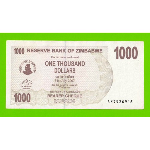Зимбабве - 1000 долларов - 2006 (AM)