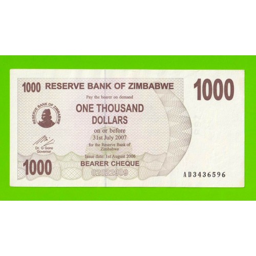 Зимбабве - 1000 долларов - 2006 (AD)