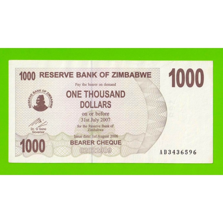 Зимбабве - 1000 долларов - 2006 (AD)