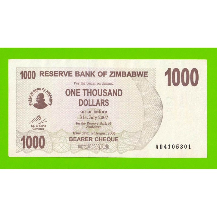 Зимбабве - 1000 долларов - 2006 (AD)