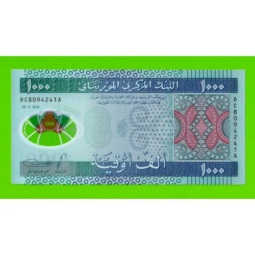 Мавритания - 1000 угий - 2014 - Полимер - UNC!!!