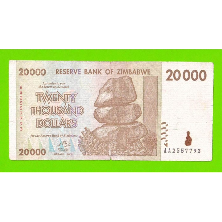 Зимбабве - 20000 долларов - 2008 (AA)