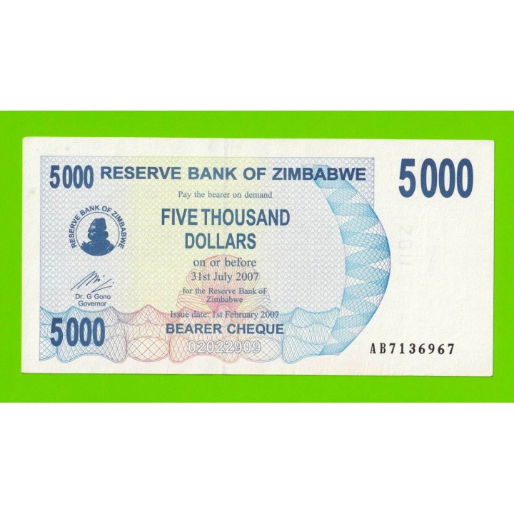 Зимбабве - 5000 долларов - 2007 (AB)