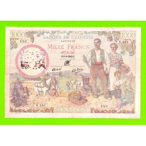 Алжир - 1000 франков - 1942