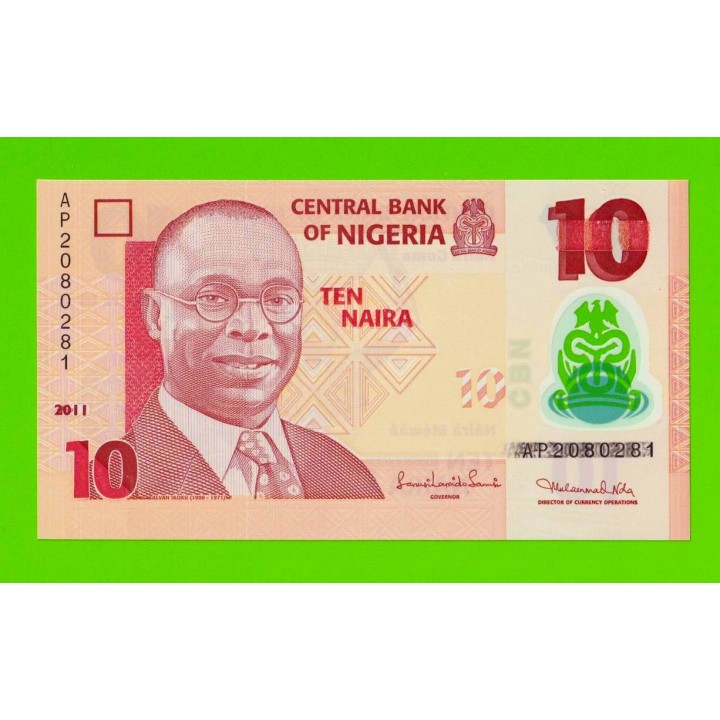 Нигерия - 10 найра - 2011 (AP) - Полимер - UNC!!!