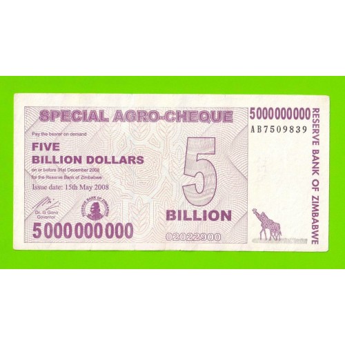 Зимбабве - 5000000000 / 5 миллиардов долларов - 2008 (AB)