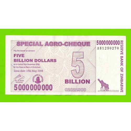 Зимбабве - 5000000000 / 5 миллиардов долларов - 2008 (AB)