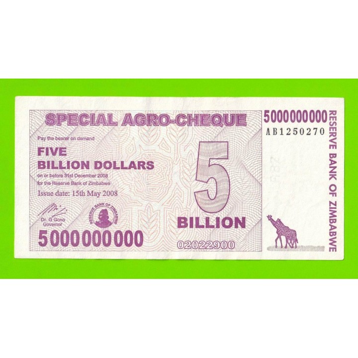 Зимбабве - 5000000000 / 5 миллиардов долларов - 2008 (AB)