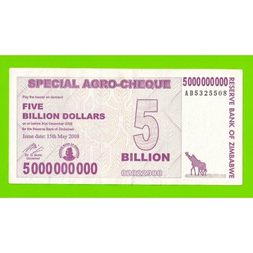 Зимбабве - 5000000000 / 5 миллиардов долларов - 2008 (AD)
