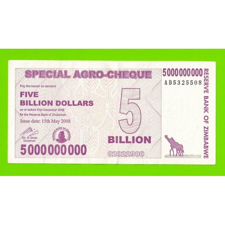 Зимбабве - 5000000000 / 5 миллиардов долларов - 2008 (AD)