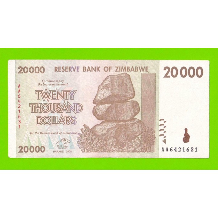 Зимбабве - 20000 долларов - 2008 (AA)