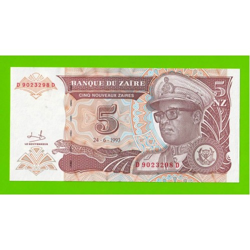 Заир - 5 новых заире - 1993 - UNC!!!