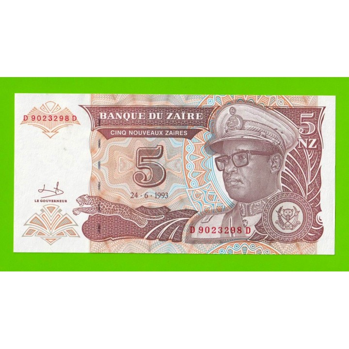 Заир - 5 новых заире - 1993 - UNC!!!