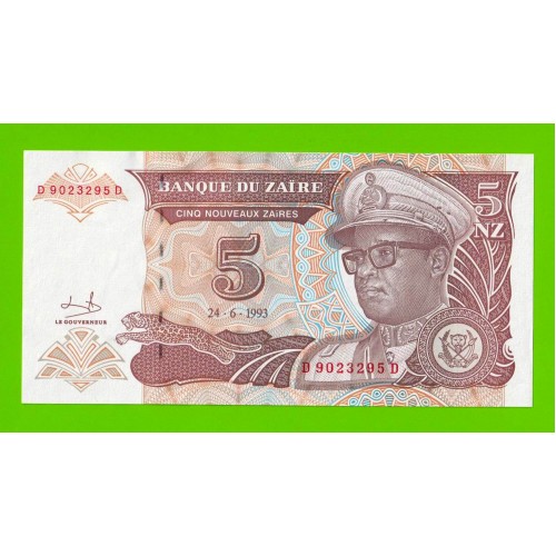 Заир - 5 новых заире - 1993 - UNC!!!