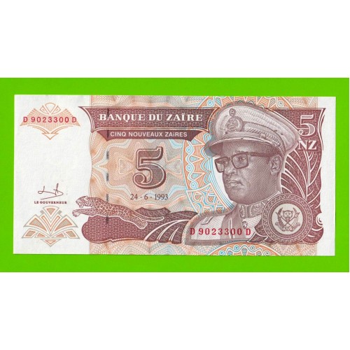 Заир - 5 новых заире - 1993 - UNC!!!