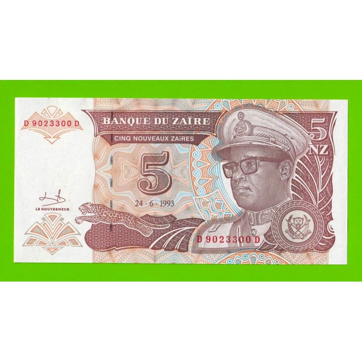 Заир - 5 новых заире - 1993 - UNC!!!