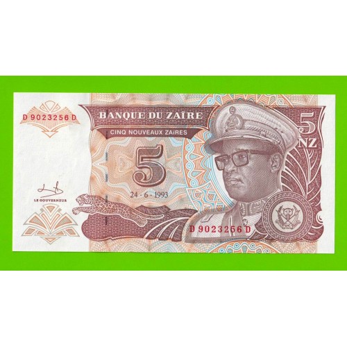 Заир - 5 новых заире - 1993 - UNC!!!