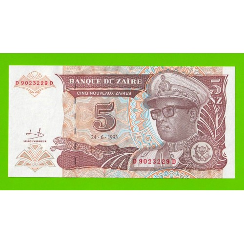 Заир - 5 новых заире - 1993 - UNC!!!
