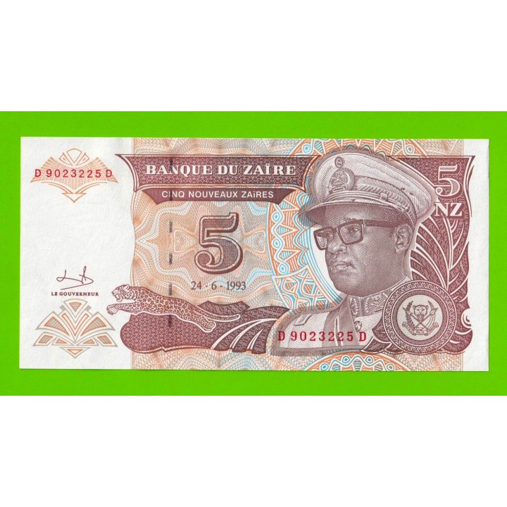Заир - 5 новых заире - 1993 - UNC!!!