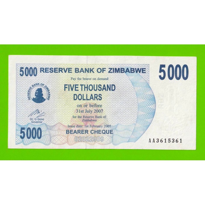 Зимбабве - 5000 долларов - 2007 (AA)