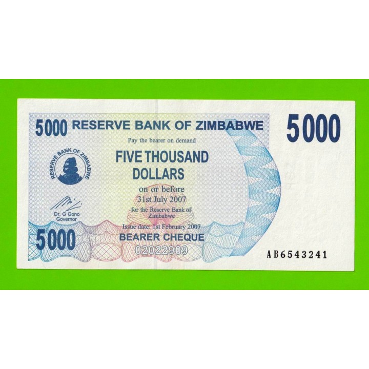 Зимбабве - 5000 долларов - 2007 (AB)
