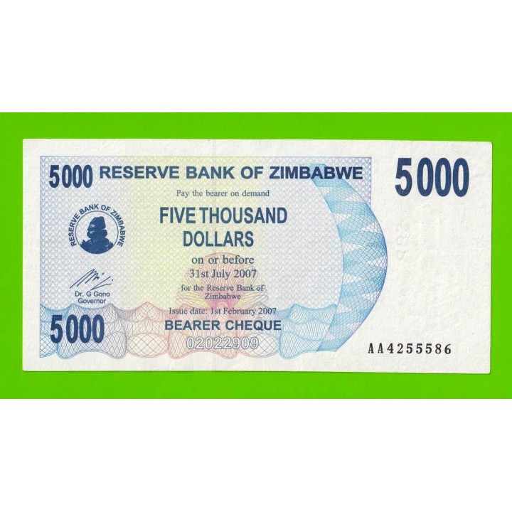 Зимбабве - 5000 долларов - 2007 (AA)