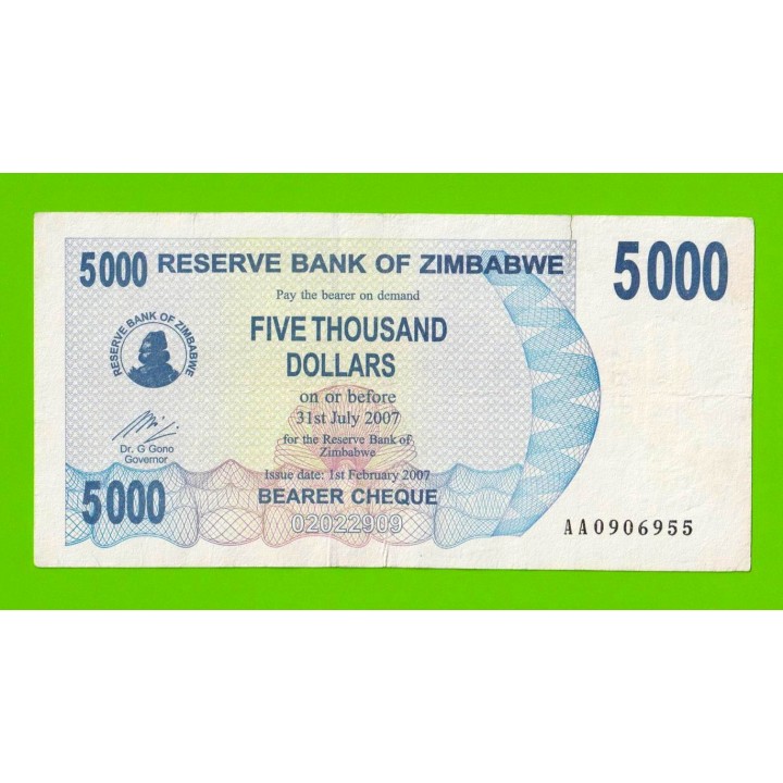Зимбабве - 5000 долларов - 2007 (AA)