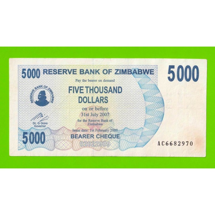 Зимбабве - 5000 долларов - 2007 (AC)