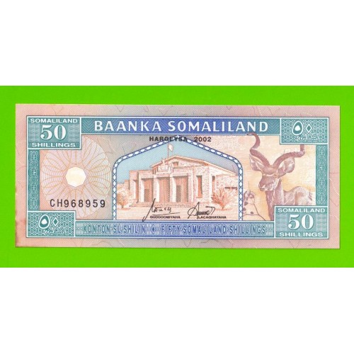 Сомалиленд - 50 шиллингов - 2002 - пятна - aUNC!!!
