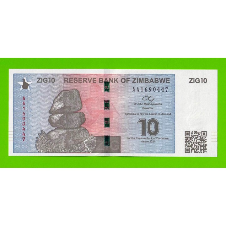 Зимбабве - 10 зиг - 2024 (AA) - UNC!!!