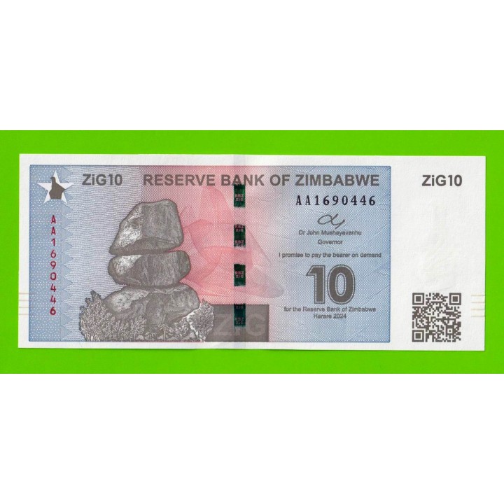 Зимбабве - 10 зиг - 2024 (AA) - UNC!!!