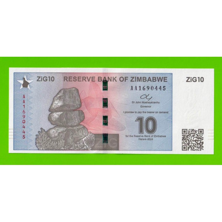 Зимбабве - 10 зиг - 2024 (AA) - UNC!!!