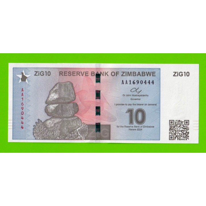 Зимбабве - 10 зиг - 2024 (AA) - UNC!!!