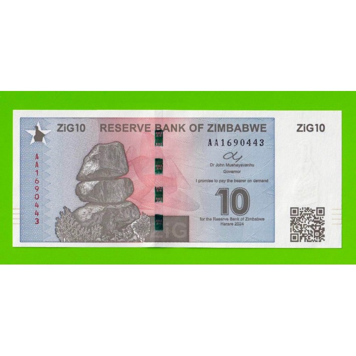 Зимбабве - 10 зиг - 2024 (AA) - UNC!!!