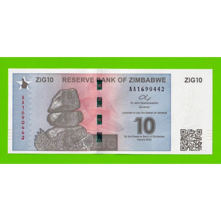 Зимбабве - 10 зиг - 2024 (AA) - UNC!!!