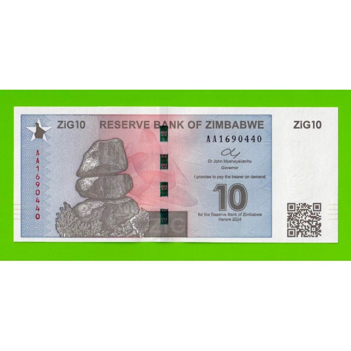Зимбабве - 10 зиг - 2024 (AA) - UNC!!!