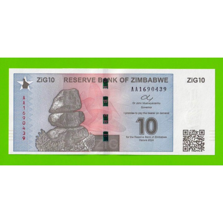 Зимбабве - 10 зиг - 2024 (AA) - UNC!!!
