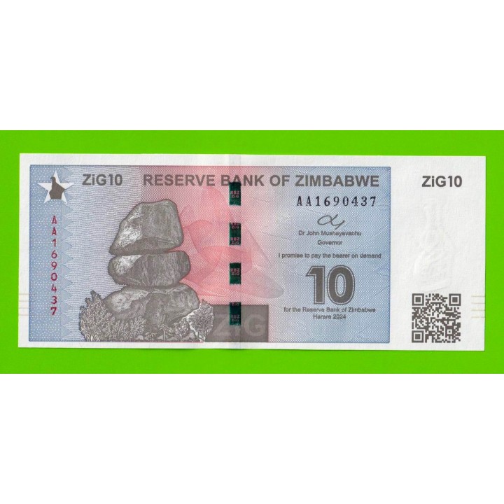 Зимбабве - 10 зиг - 2024 (AA) - UNC!!!