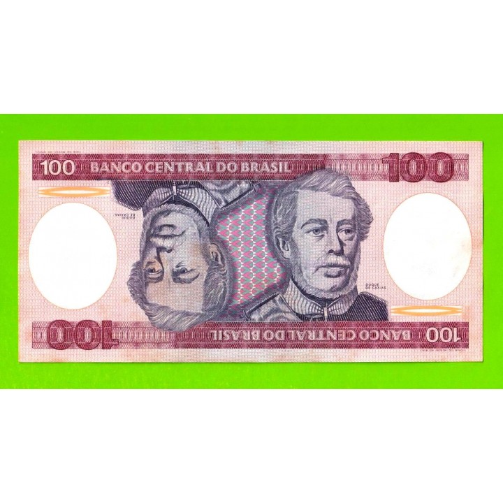 Бразилия - 100 крузейро - 1984 - пятна - aUNC!!!