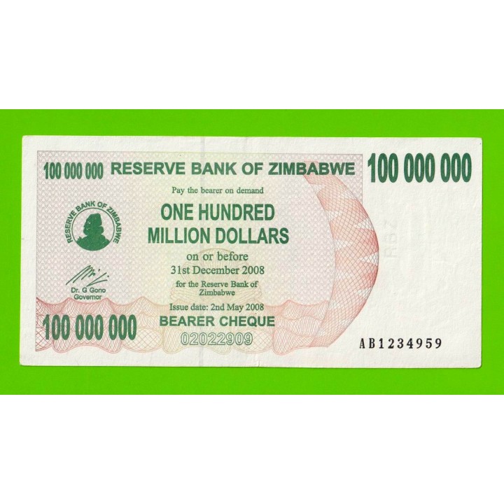 Зимбабве - 100000000 / 100 миллионов долларов - 2008 (AB)