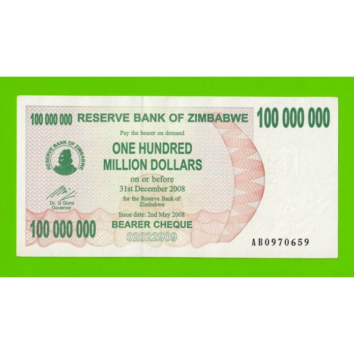 Зимбабве - 100000000 / 100 миллионов долларов - 2008 (AB)