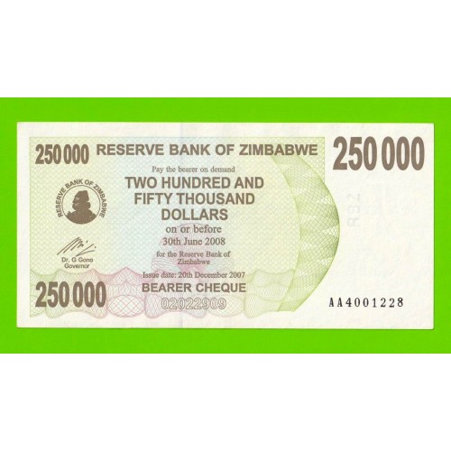 Зимбабве - 250000 долларов - 2007 (AA)