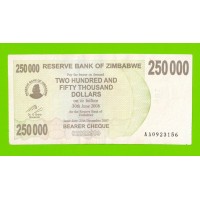 Зимбабве - 250000 долларов - 2007 (AA)