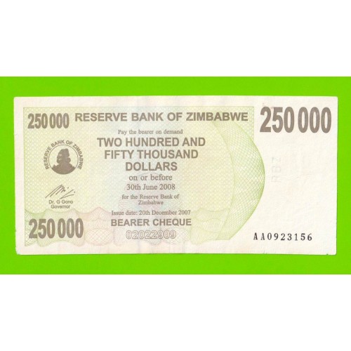 Зимбабве - 250000 долларов - 2007 (AA)