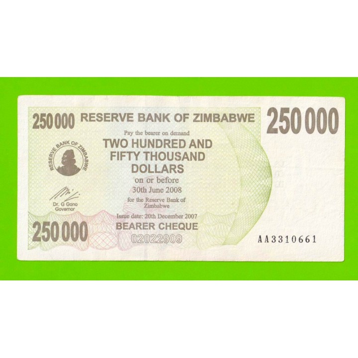 Зимбабве - 250000 долларов - 2007 (AA)
