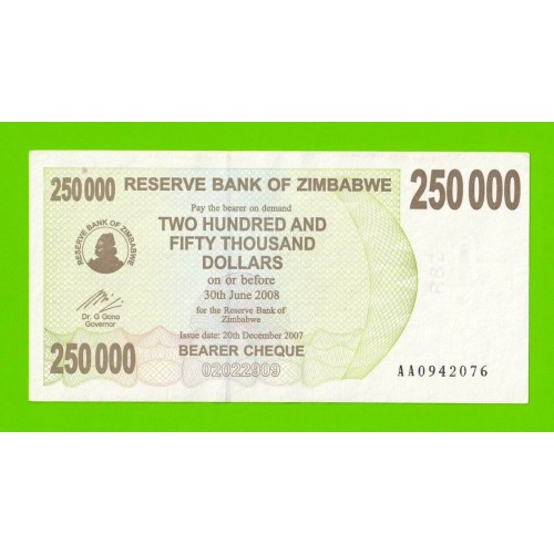Зимбабве - 250000 долларов - 2007 (AA)