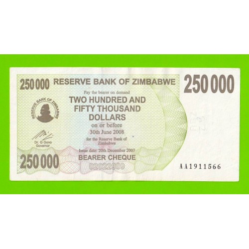 Зимбабве - 250000 долларов - 2007 (AA)