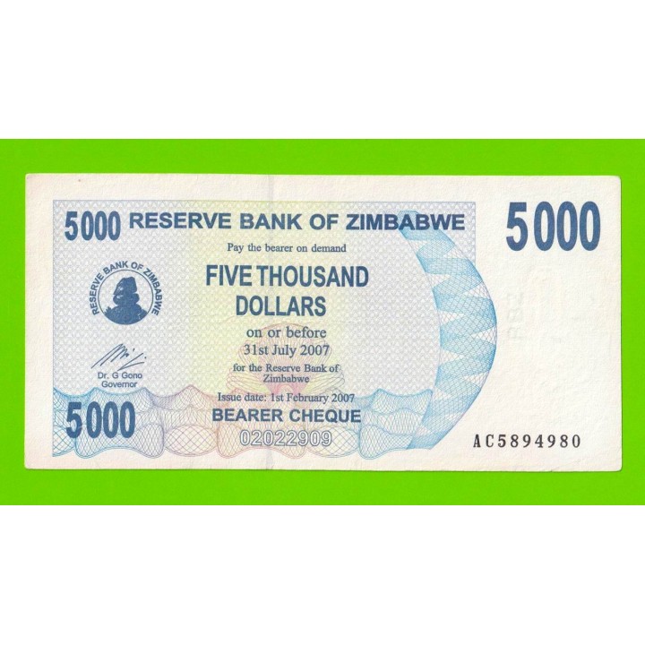Зимбабве - 5000 долларов - 2007 (AC)