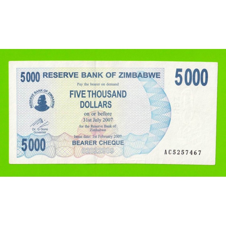 Зимбабве - 5000 долларов - 2007 (AC)